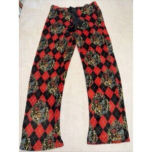 Harry Potter Womens Pajama Pants W/Designs Sz M Red Black Elastic Tie Soft